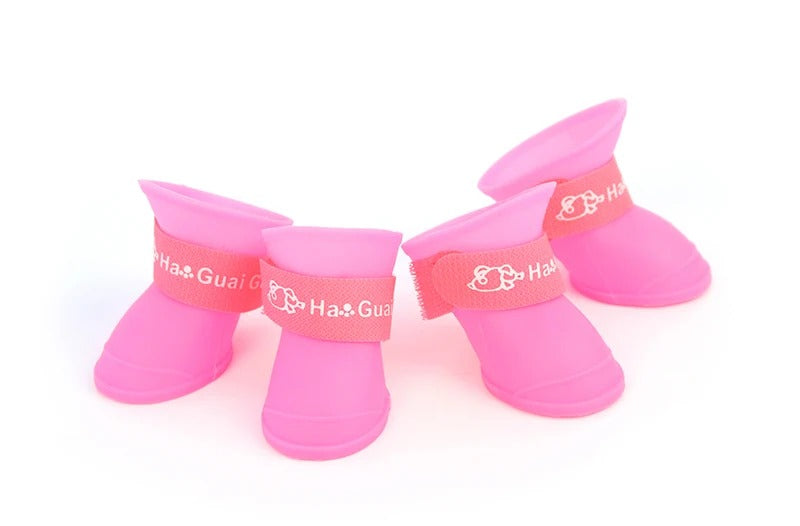 4pcs set Rainshoes Silicone Waterproof Pet Dog Shoes Boots SML