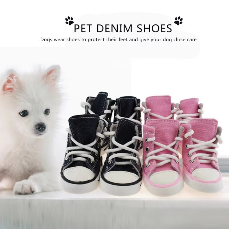 4pcs/set Waterproof Winter Canvas Pet Dog Shoes Anti-slip Rain Snow Boots Thick For Small Cats Puppy Chihuahua Socks Booties Dog Shoes for Hot Pavement Boots & Paw Protectors for Summer