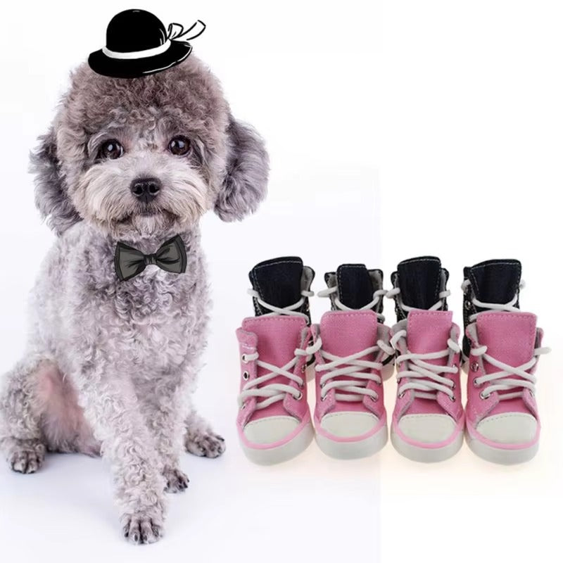 4pcs/set Waterproof Winter Canvas Pet Dog Shoes Anti-slip Rain Snow Boots Thick For Small Cats Puppy Chihuahua Socks Booties Dog Shoes for Hot Pavement Boots & Paw Protectors for Summer