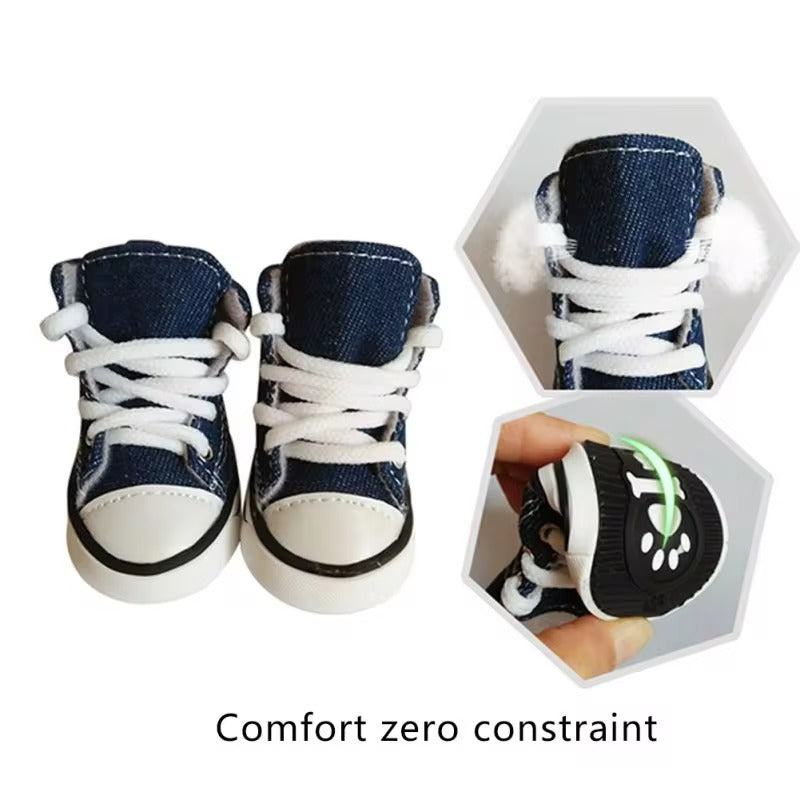 4pcs/set Waterproof Winter Canvas Pet Dog Shoes Anti-slip Rain Snow Boots Thick For Small Cats Puppy Chihuahua Socks Booties Dog Shoes for Hot Pavement Boots & Paw Protectors for Summer