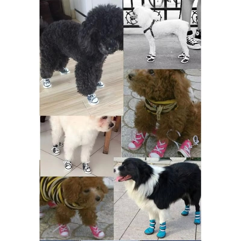 4pcs/set Waterproof Winter Canvas Pet Dog Shoes Anti-slip Rain Snow Boots Thick For Small Cats Puppy Chihuahua Socks Booties Dog Shoes for Hot Pavement Boots & Paw Protectors for Summer