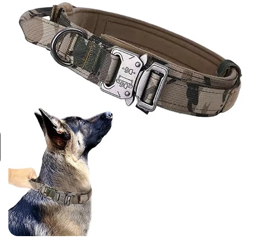 Military Style Adjustable Collar Leash Set for Medium Large Dog Collar Durable Tactical Leash Set Adjustable Military Pet Collar Leash Medium Large Dog German Shepherd Training AccessoriesDog