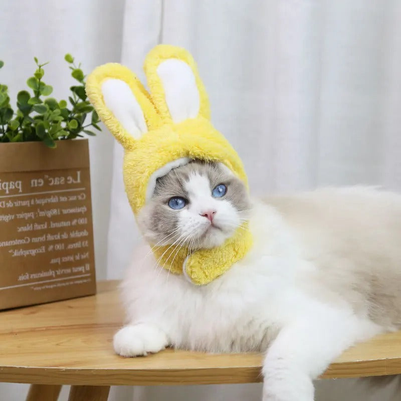 Cat Headgear Cute Rabbit Ears Cap For Cats Warm Plush Pet Hat Christmas Cosplay Props Photoprop Kitten Headdress Cat Accessories