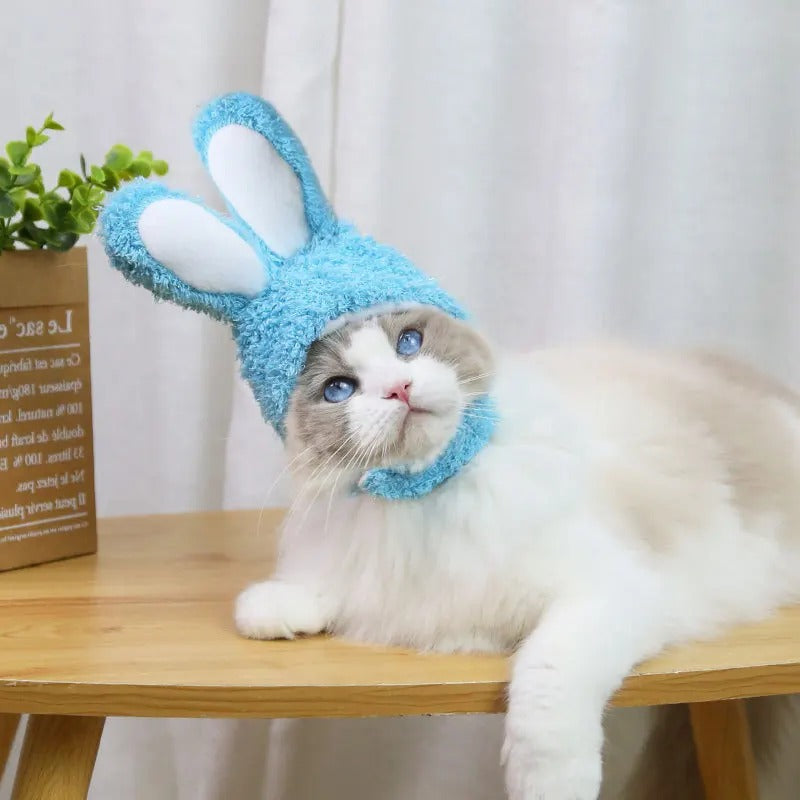 Cat Headgear Cute Rabbit Ears Cap For Cats Warm Plush Pet Hat Christmas Cosplay Props Photoprop Kitten Headdress Cat Accessories