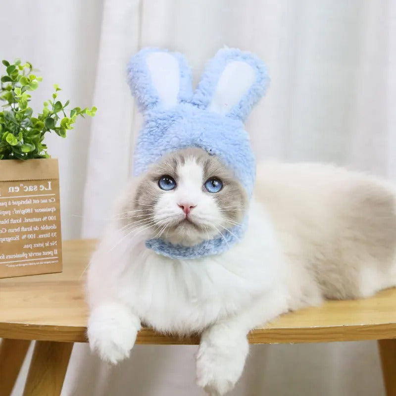 Cat Headgear Cute Rabbit Ears Cap For Cats Warm Plush Pet Hat Christmas Cosplay Props Photoprop Kitten Headdress Cat Accessories