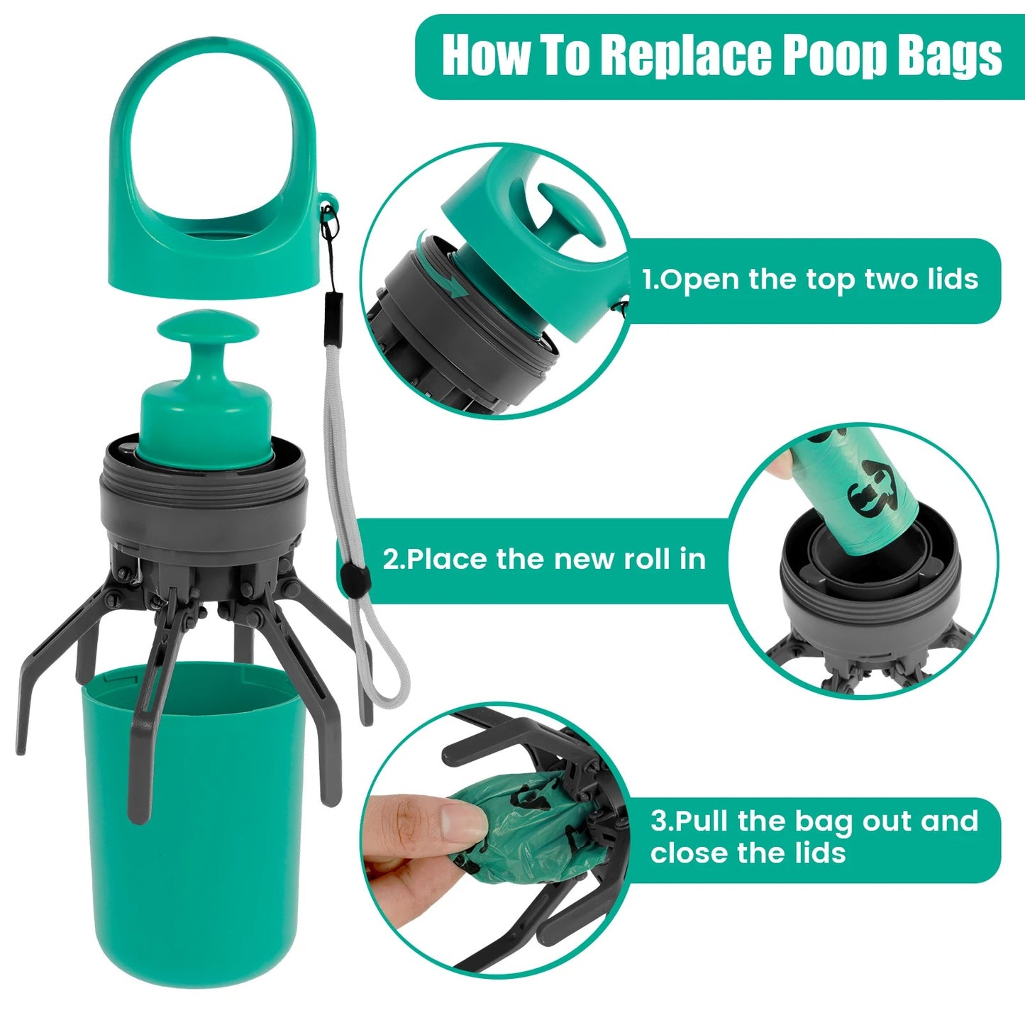 Pet Outdoors Portable Claw Poop Scooper with Garbage Bag