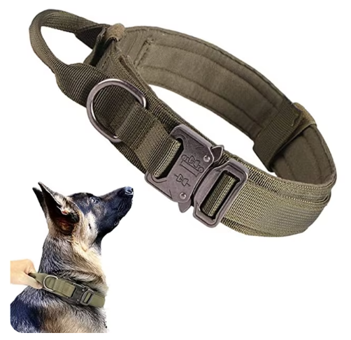 Military Style Adjustable Collar Leash Set for Medium Large Dog Collar Durable Tactical Leash Set Adjustable Military Pet Collar Leash Medium Large Dog German Shepherd Training AccessoriesDog