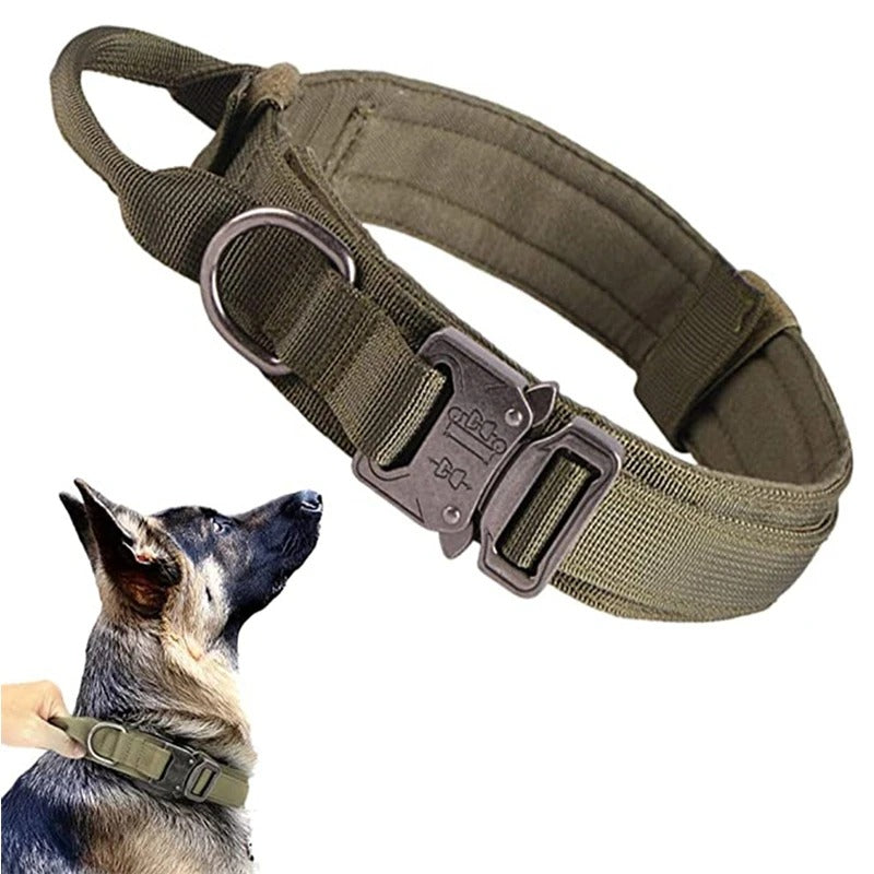 Military Style Adjustable Collar Leash Set for Medium Large Dog Collar Durable Tactical Leash Set Adjustable Military Pet Collar Leash Medium Large Dog German Shepherd Training AccessoriesDog