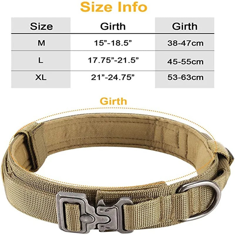 Military Style Adjustable Collar Leash Set for Medium Large Dog Collar Durable Tactical Leash Set Adjustable Military Pet Collar Leash Medium Large Dog German Shepherd Training AccessoriesDog