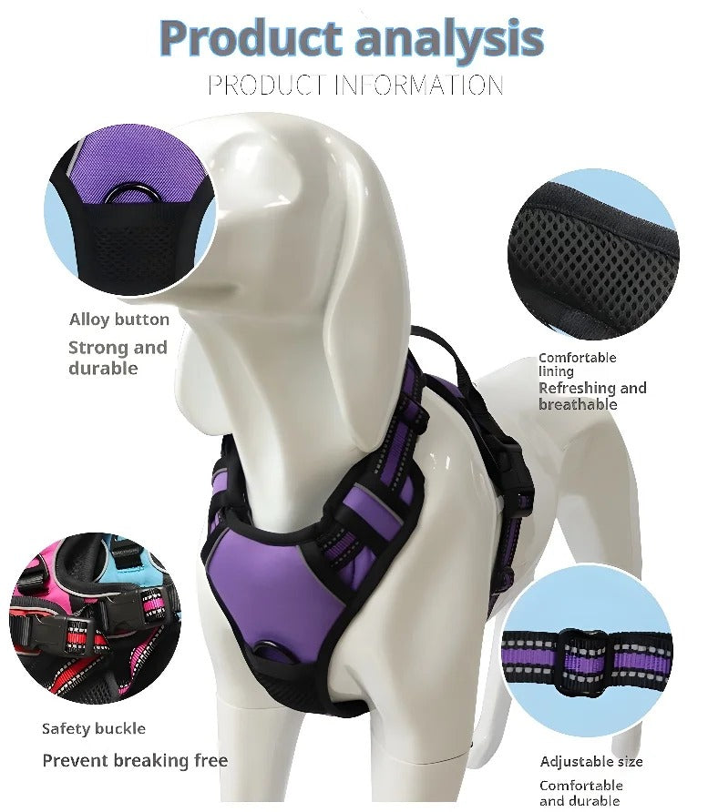 Pet Dog Harness Reflective Adjustable Breathable Vest Chest Strap for Small Medium Big Dog Collar