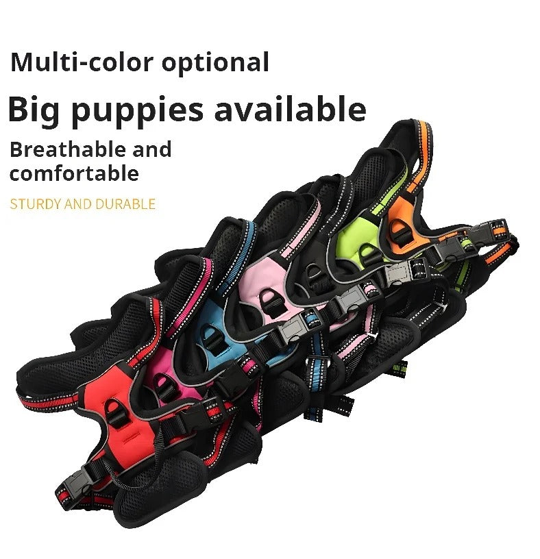 Pet Dog Harness Reflective Adjustable Breathable Vest Chest Strap for Small Medium Big Dog Collar