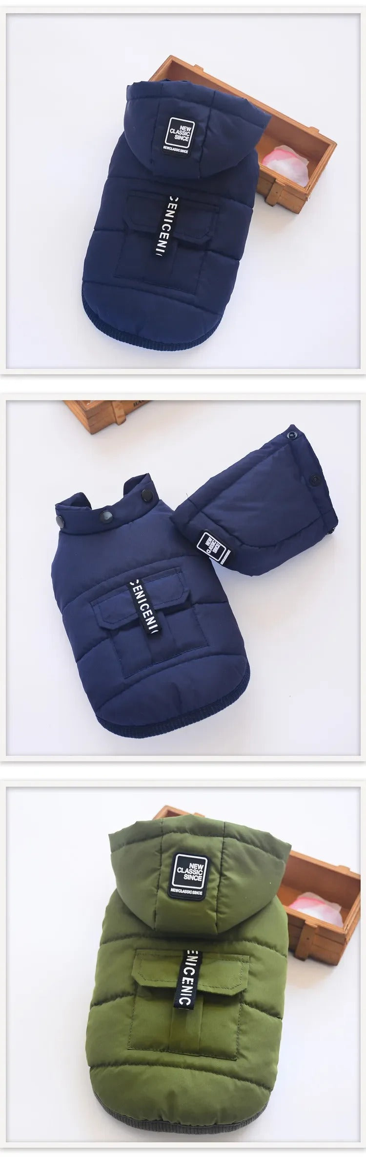 Waterproof  Dog Vest With Harness Warm Jacket for Winter