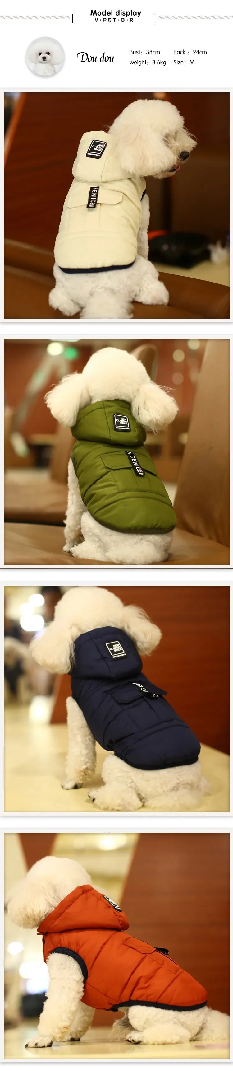 Waterproof  Dog Vest With Harness Warm Jacket for Winter