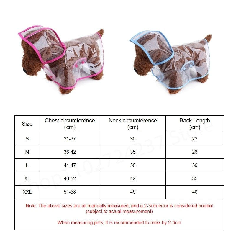 Pet Dog Puppy Transparent Rainwear Raincoat Pet Hooded Waterproof Jacket Clothes Soft Pvc Raincoat Suitable For Dogs Rain