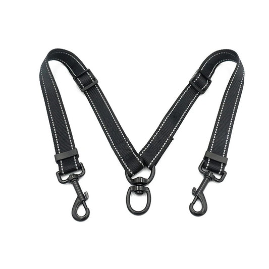 Retractable Reflective Double Leashes for two Large Dogs Harness Spring Padded Handle Accessories