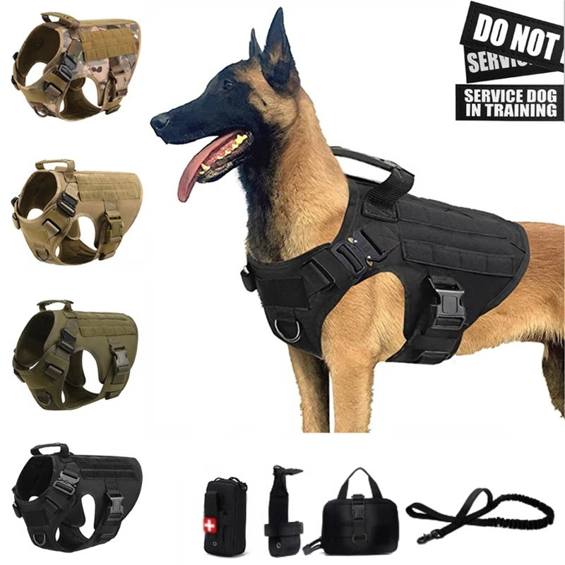 Tactical Military Vest Pet Training Dog Harness and Leash Set For All Breeds Dogs