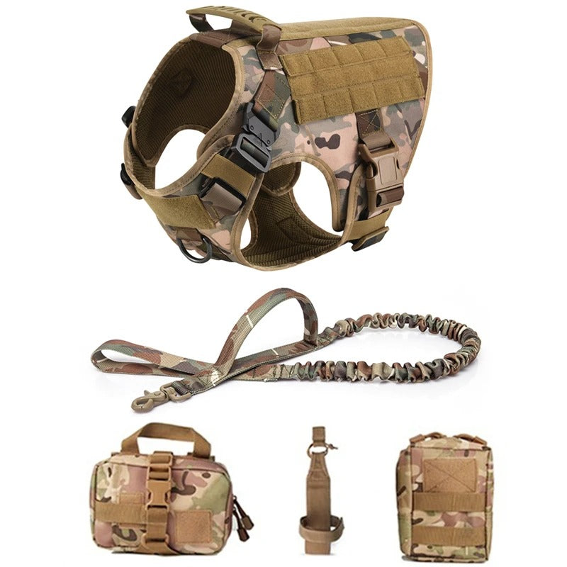 Tactical Military Vest Pet Training Dog Harness and Leash Set For All Breeds Dogs