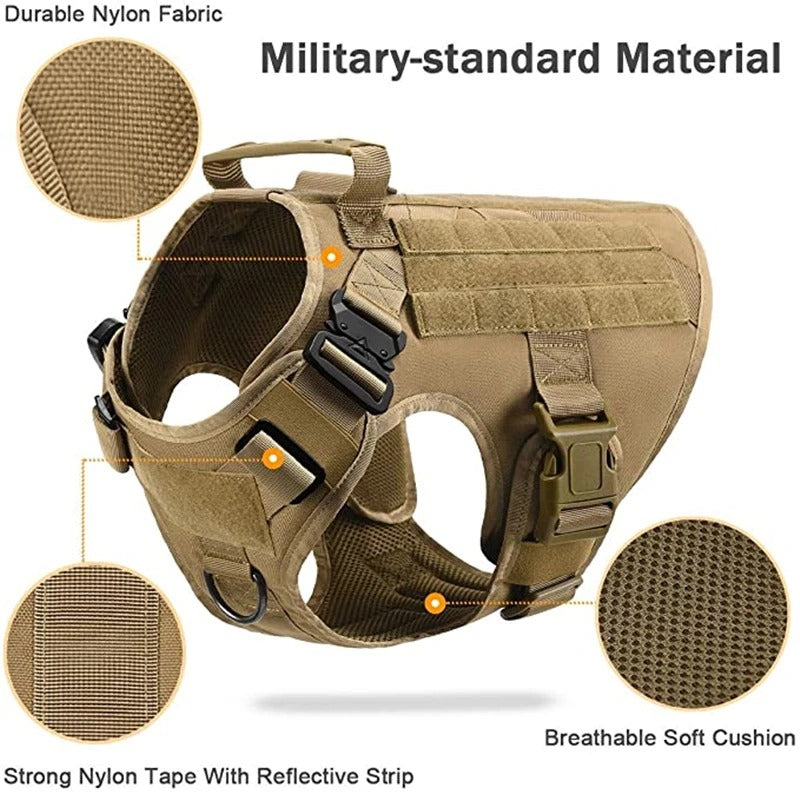 Tactical Military Vest Pet Training Dog Harness and Leash Set For All Breeds Dogs