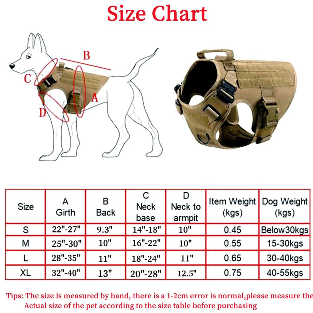 Tactical Military Vest Pet Training Dog Harness and Leash Set For All Breeds Dogs