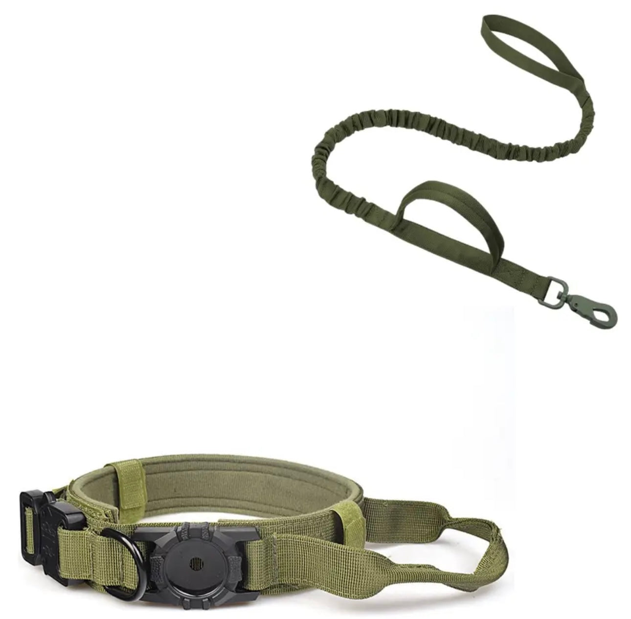 Tactical AirTag Dog Collar, with AirTag Holder and Handle Military Dog Metal Buckle Adjustable GPS Collar for Medium Large Dogs (AirTag not include )