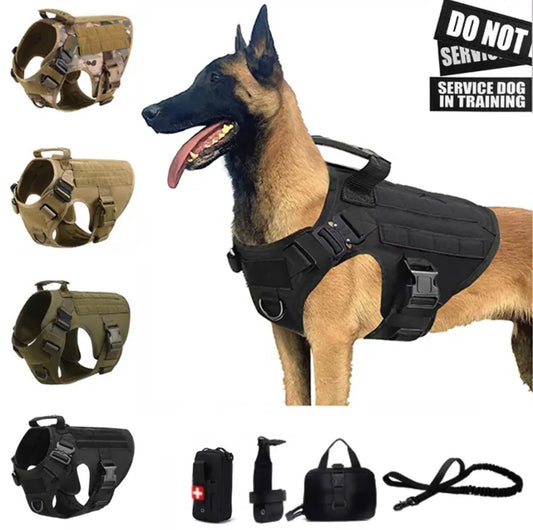 Tactical Military Vest Pet Training Dog Harness and Leash Set For All Breeds Dogs