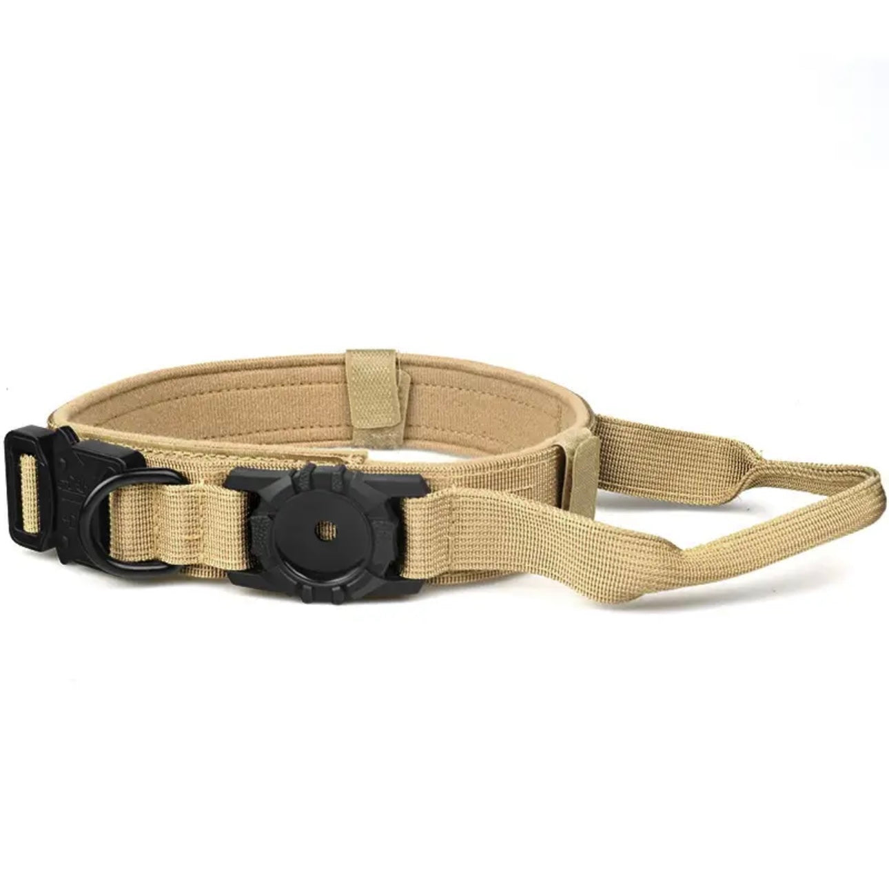 Tactical AirTag Dog Collar, with AirTag Holder and Handle Military Dog Metal Buckle Adjustable GPS Collar for Medium Large Dogs (AirTag not include )