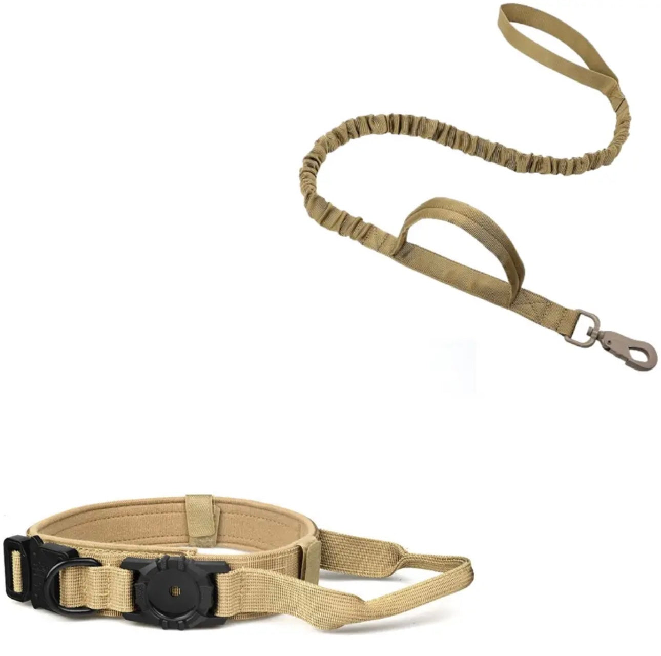 Tactical AirTag Dog Collar, with AirTag Holder and Handle Military Dog Metal Buckle Adjustable GPS Collar for Medium Large Dogs (AirTag not include )