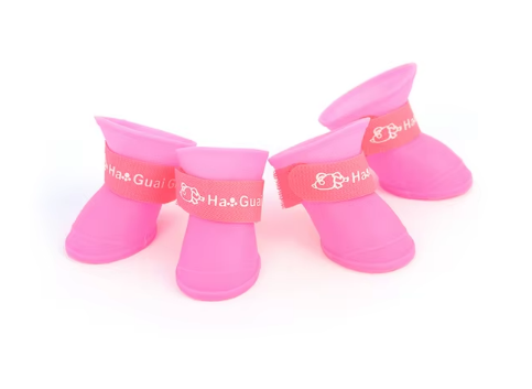 4pcs set Rainshoes Silicone Waterproof Pet Dog Shoes Boots SML